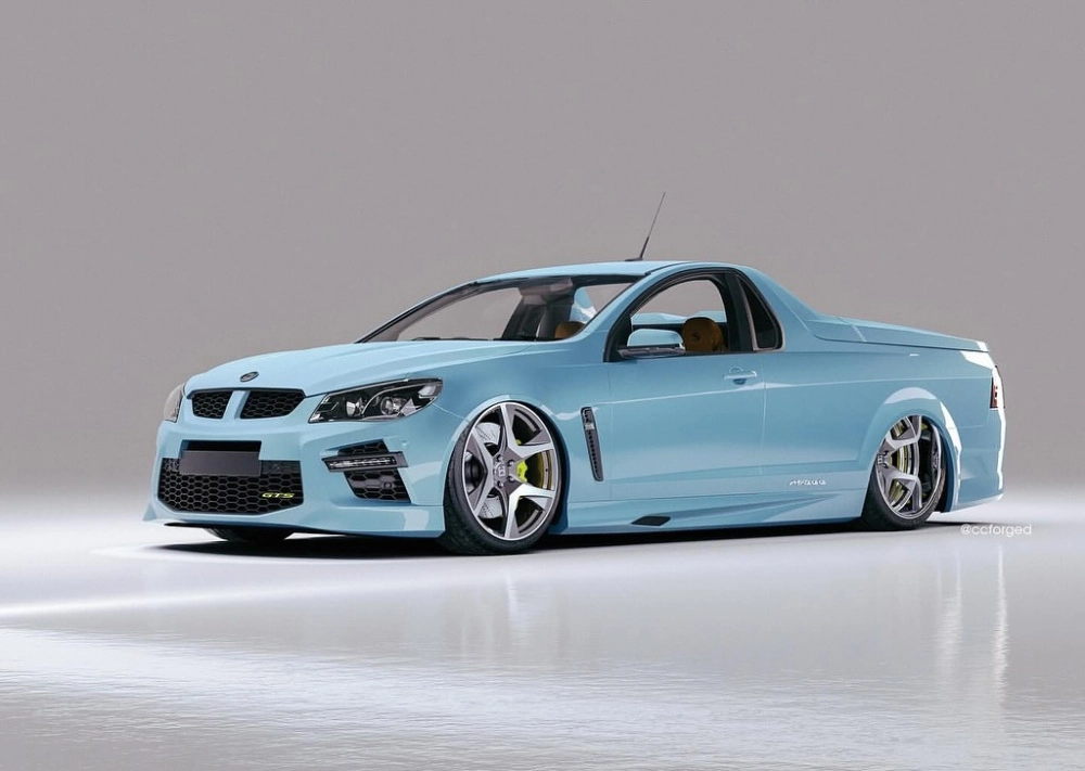 Xe bán tải Ute xanh độ mâm xe ô tô 5 chấu thể thao phanh vàng