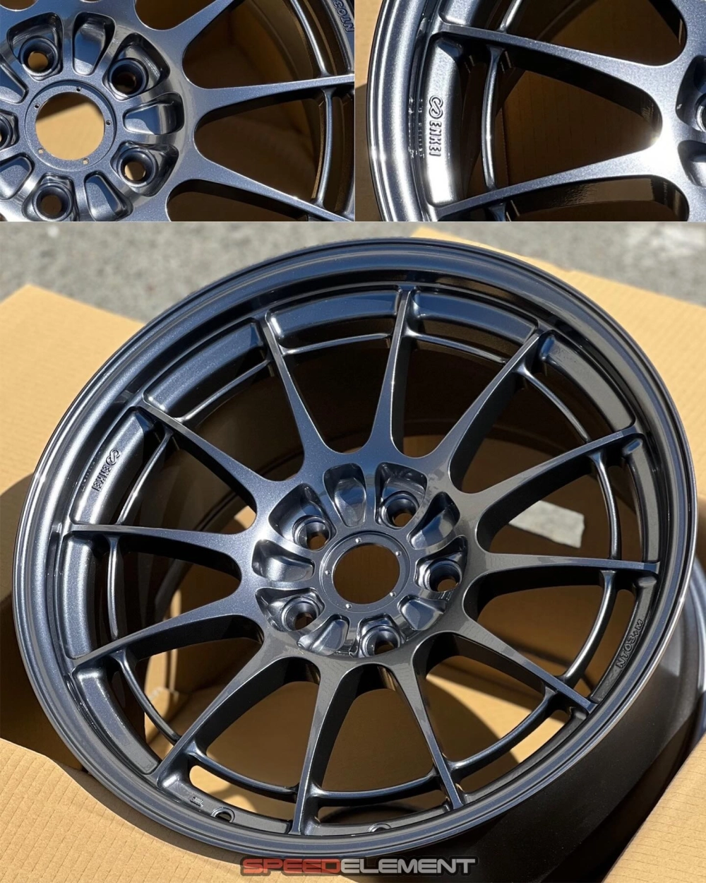 Cận cảnh mâm Enkei màu xám nòng súng thiết kế nan đôi đẹp