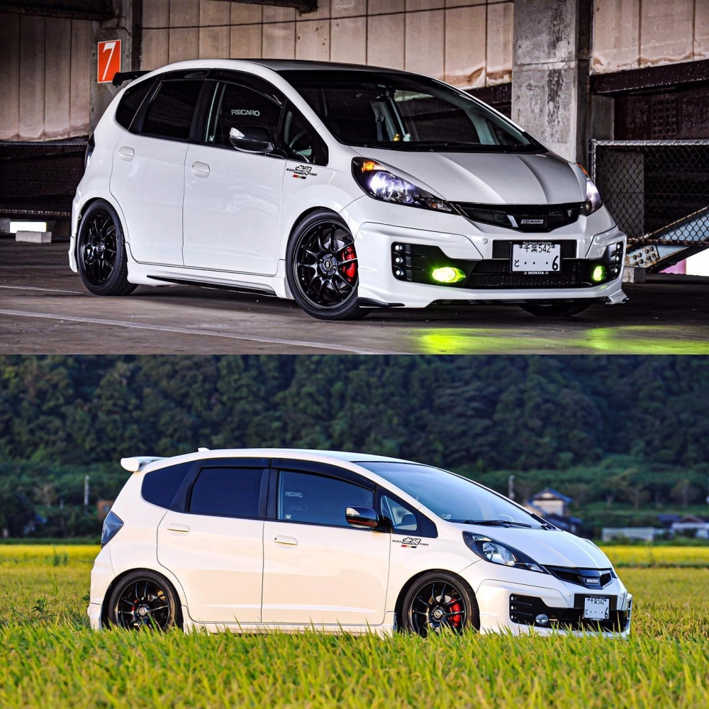 Xe Honda Jazz độ mâm Enkei đen bóng phong cách Mugen