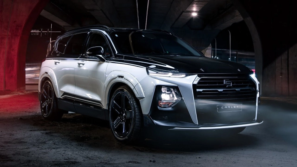 Hyundai SantaFe độ mâm Vossen bạc đa chấu hạ gầm thể thao