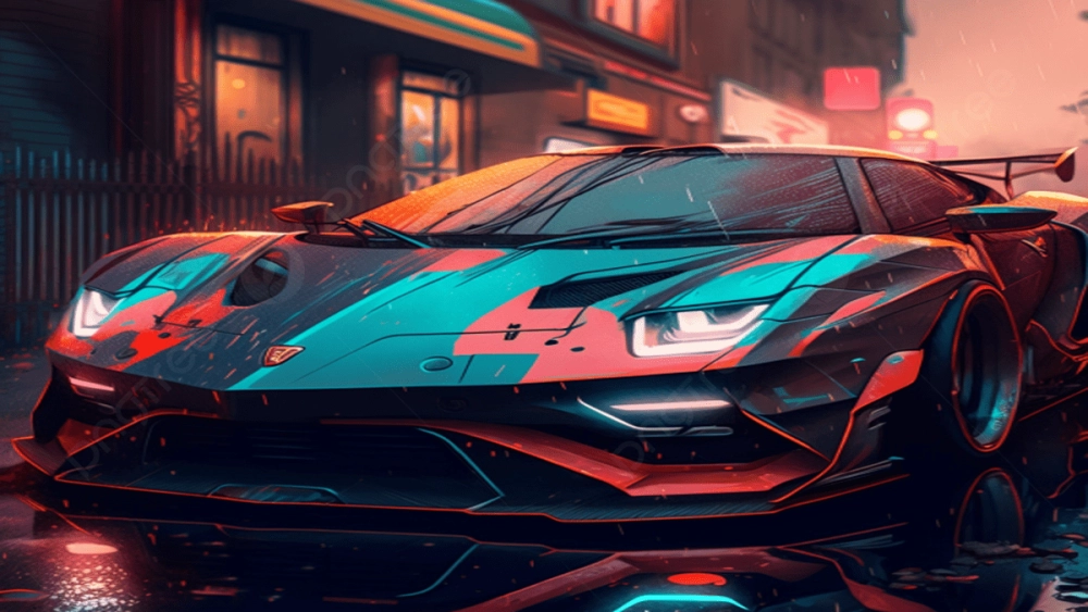 Lung linh ánh đèn trong hình nền xe thể thao đẹp ban đêm